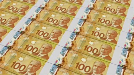 100 canadian dollar banknotes printing by a money press