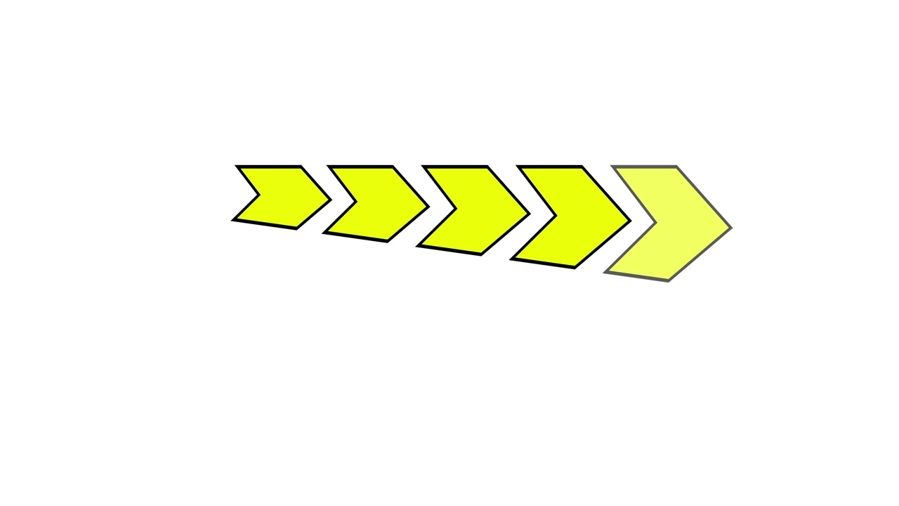 Animated Yellow Arrows Appearing and Disappearing on White Background
