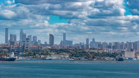 a timelapse of boats navigating the bosphorus strait against the backdrop of istanbul’s skyline