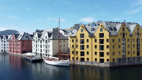 brosundet in ålesund on a beautiful spring day