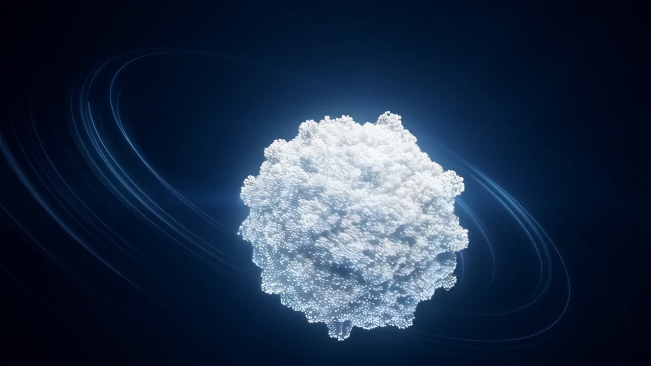 Abstract Microscopic Structure with Glowing Rings