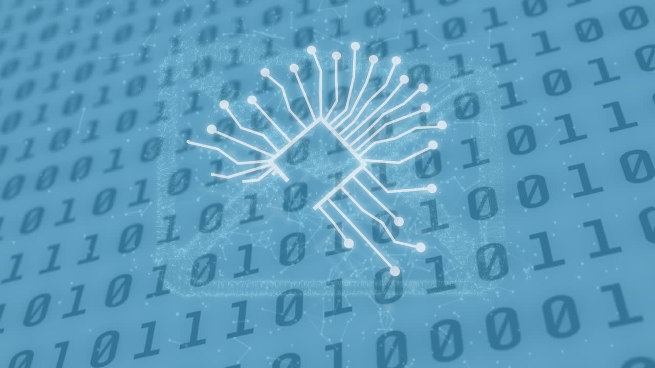 바이너리 코딩을 통해 ai 데이터 처리의 애니메이션과 ai 아이콘