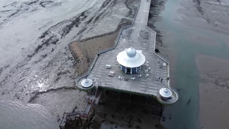 bangor garth pier victorian ornamental silver dome pavilion landmark tourist aerial view seaside attraction high orbit right