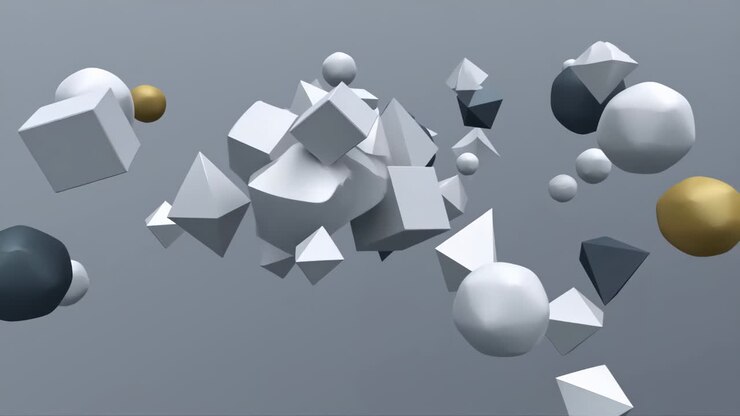 Forme geometriche astratte 3D che fluttuano nello spazio