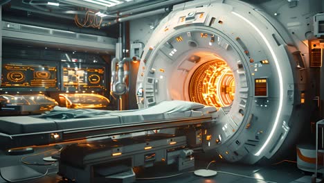 futuristic medical imaging machine in a high-tech lab
