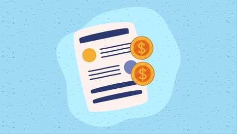 golden coins dollars with document animation