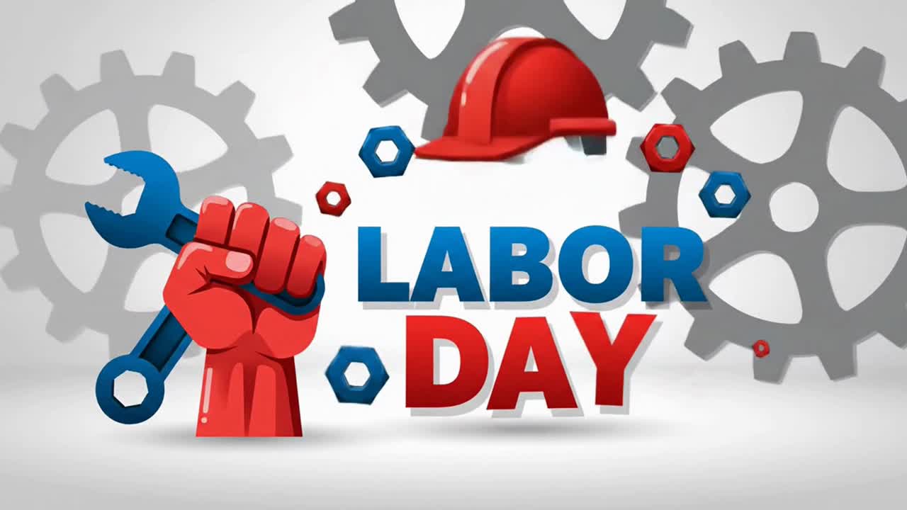 Labor day celebration animated greeting card