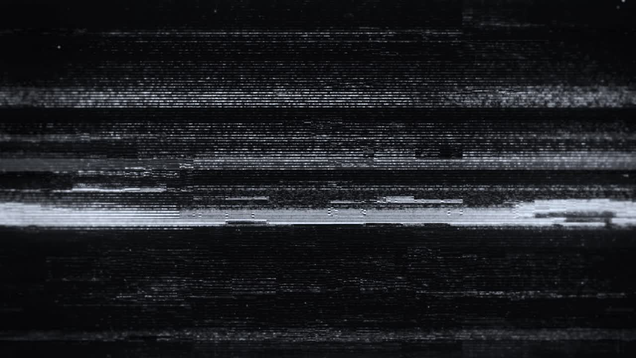 Digital Glitch and TV Static Noise on Black Screen