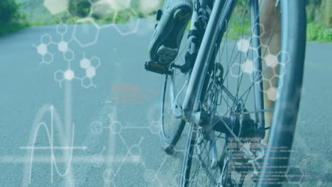 chemical structures and data processing against woman cycling
