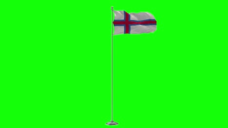 faroe island 3d illustration of the waving flag on a pole with chroma key