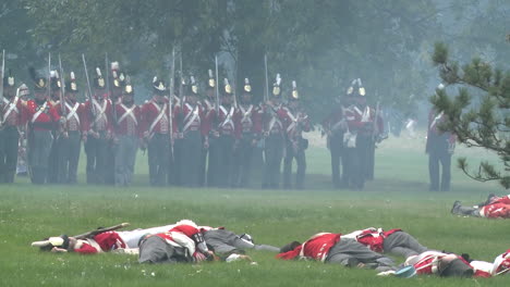 the dead lie on the battlefield in this television style reenactment of the war of 1812