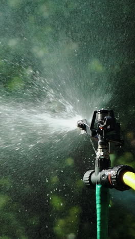 automatic sprinkler system watering the lawn. smart garden activated with fully automatic sprinkler irrigation system. vertical video
