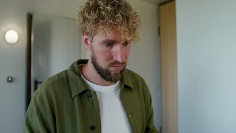 man working from home, video conferencing