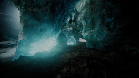 entrance of an ice cave inside glacier in southern iceland