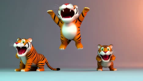 cute cartoon tigers in playful poses