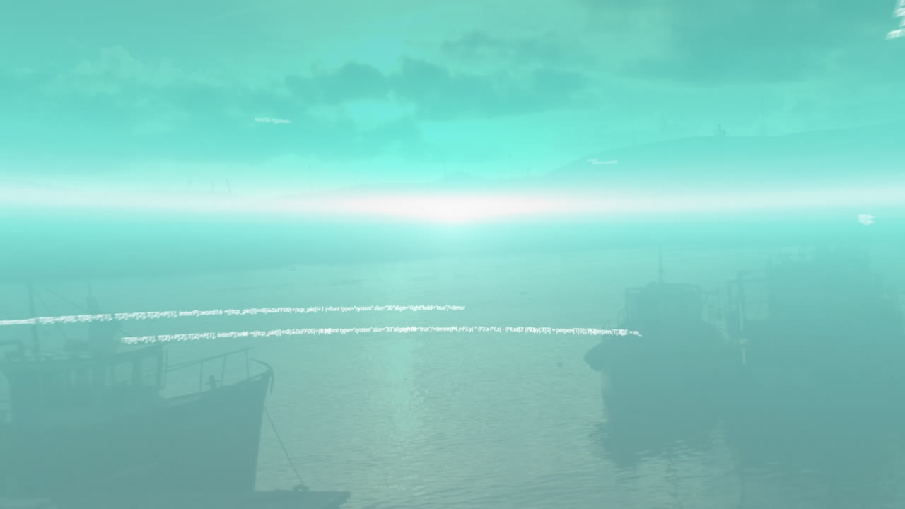 도시 풍경 위의 데이터 처리 애니메이션