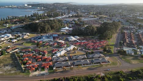 esperance town with port in background at sunset, western australia