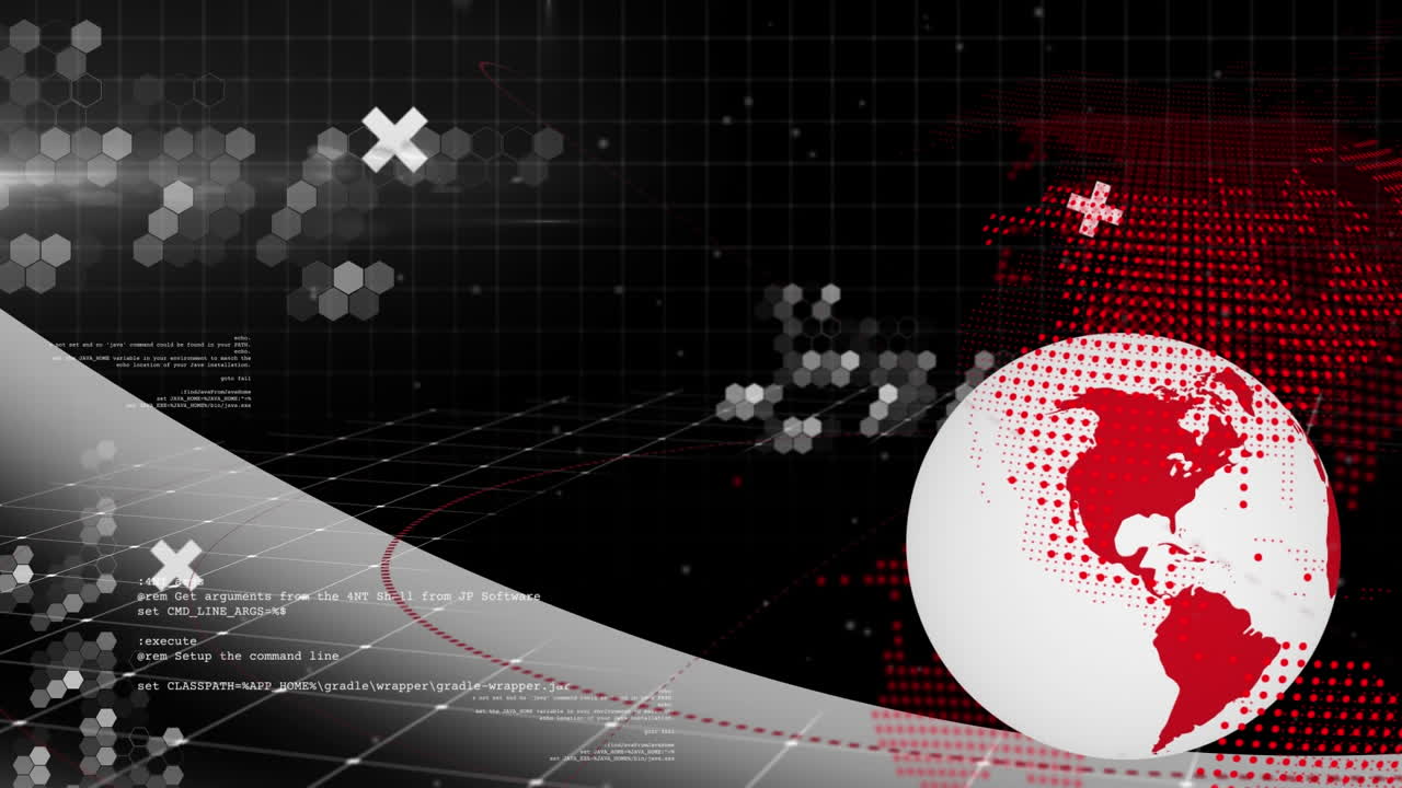 animación del globo con conexiones a través del procesamiento de datos