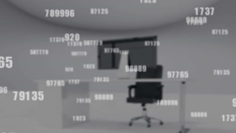 animation of data processing over empty office