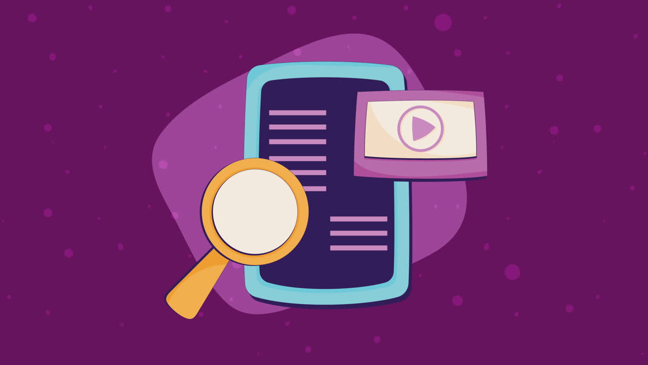 Mobile Phone with Video Player and Search Icon