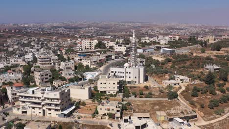 aerial view over mosque in palestine town biddu,near jerusalem