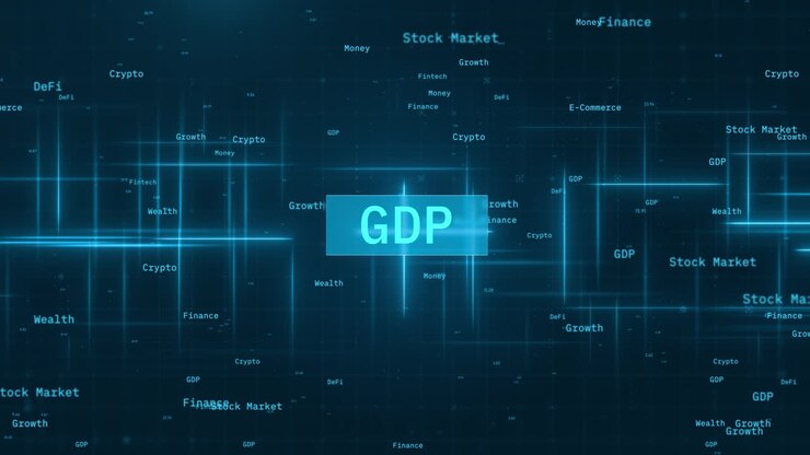 Concetto di PIL su Linee Luminose in Animazione di Finanza Economica