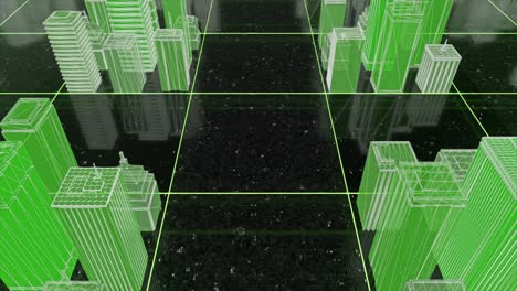 visualización de marco de alambre del paisaje urbano digital