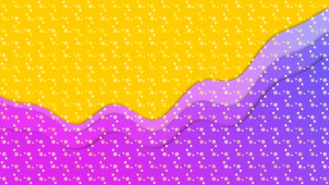 animation of rows of abstract pattern moving over purple and yellow background