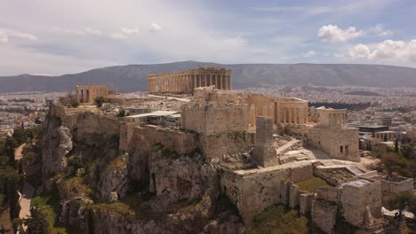 drone footage of athens city and acropolis