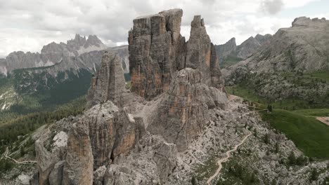 cinque torri in dolomites mountains, alto adige, south tyrol, italy