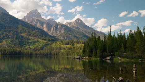 Serene Mountain Lake with Grand Teton Peaks Reflection