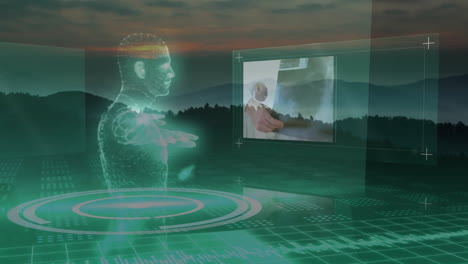 Animation of digital human using futuristic holographic interface in virtual setting