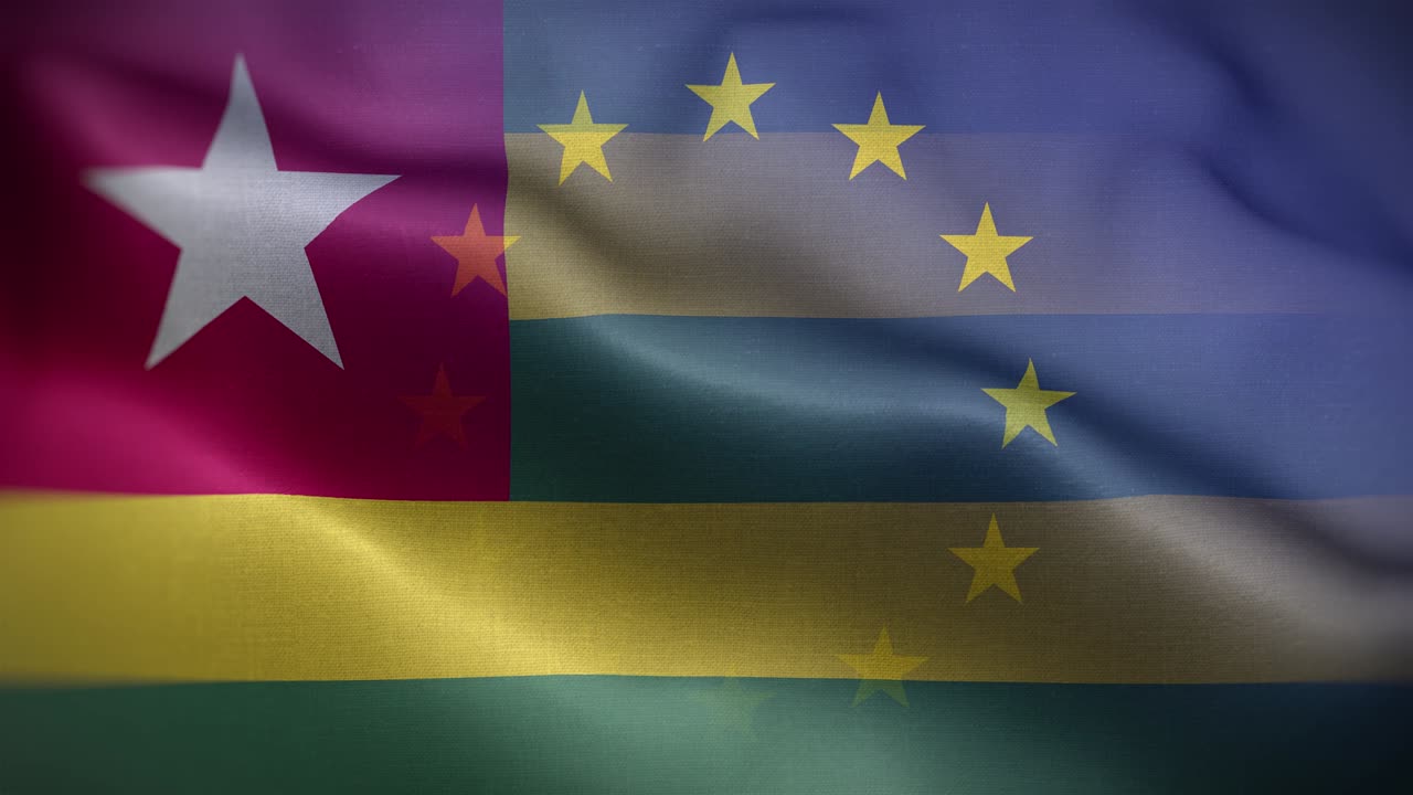 el fondo del bucle de la bandera de eu togo 4k