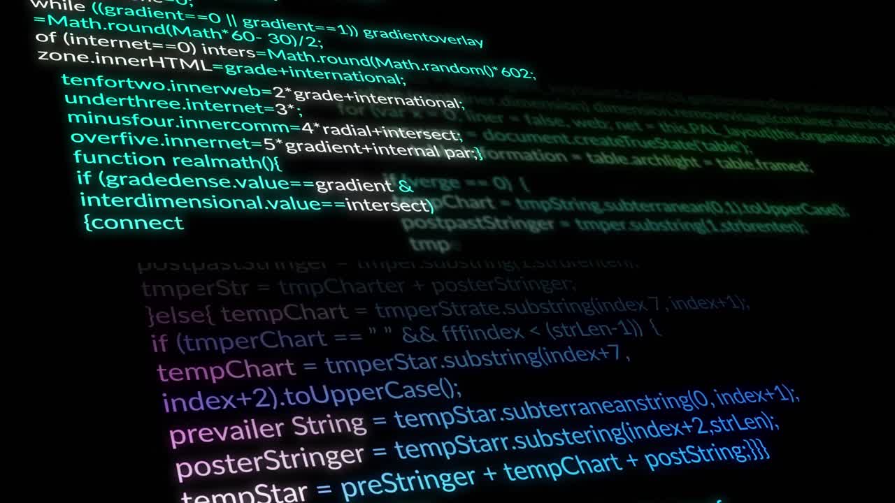 Animation of data processing on black background