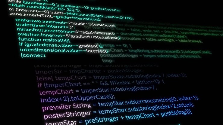 Анимация обработки данных на черном фоне