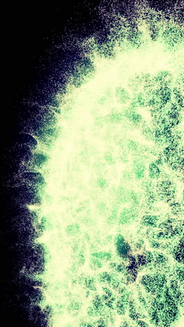 abstract glowing green particles on black background