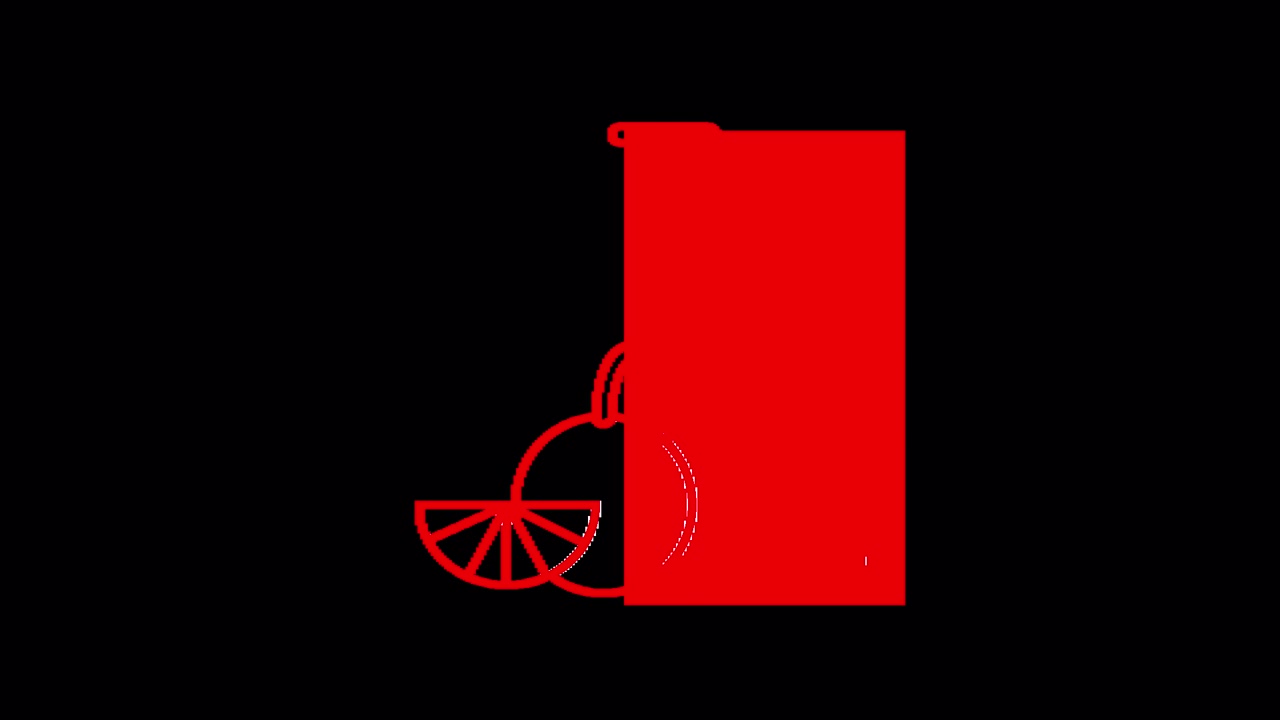 Animazione minimalista in line art rossa di succo d'arancia fresco