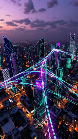 paisaje urbano futurista por la noche