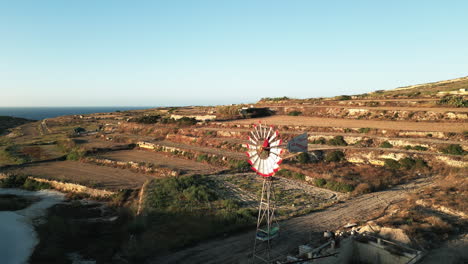 Aerial-Footage-of-Gozo,-Malta-fields