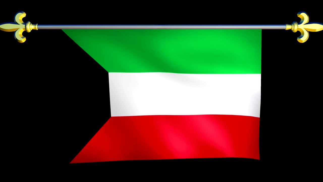 gran bandera animada en bucle de kuwait