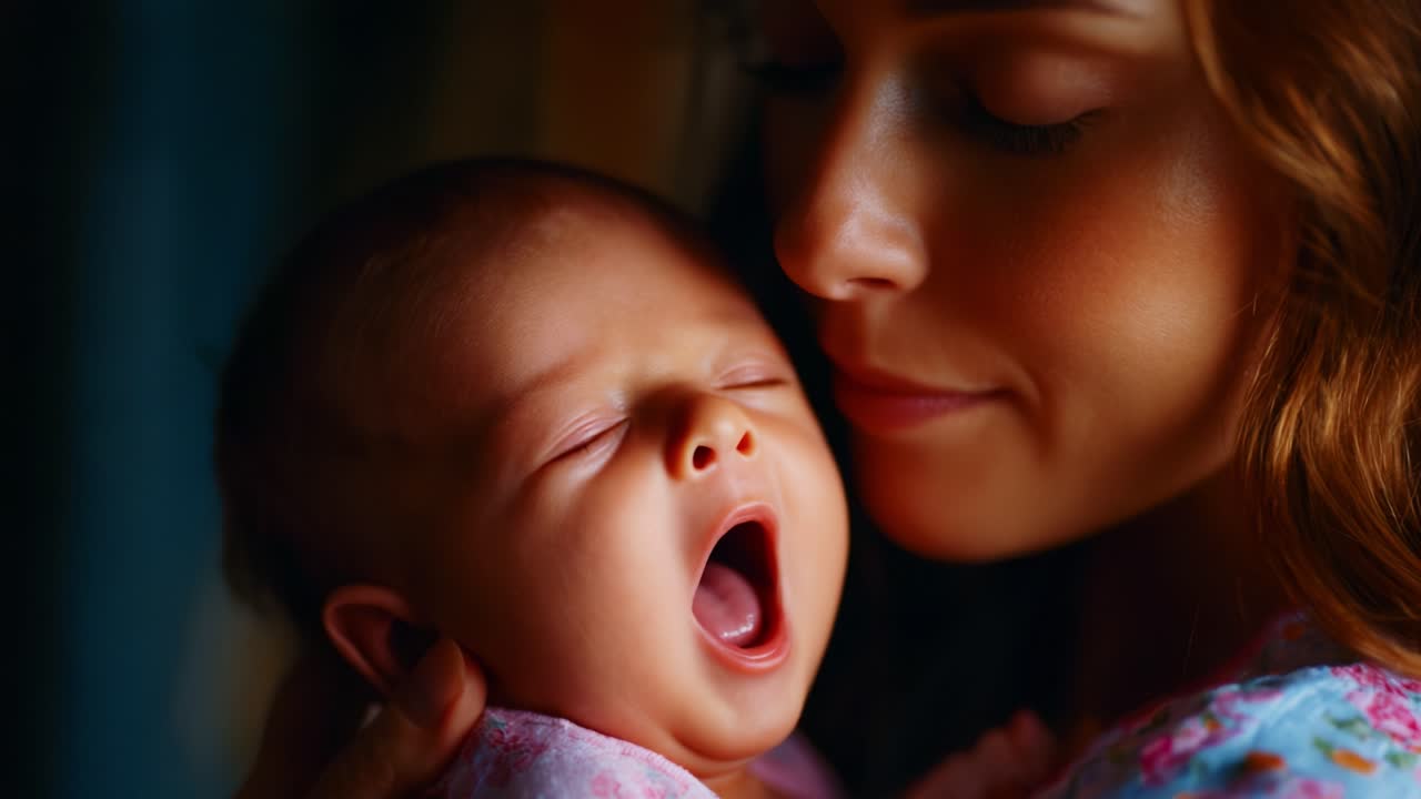 Tender Moments Between Mother and Baby: A Touching Portrayal of Love, Connection, and Early Life Stages Captured in Two Frames, Highlighting the Natural Bond and Emotional Depth Shared in a Quiet, Intimate Setting