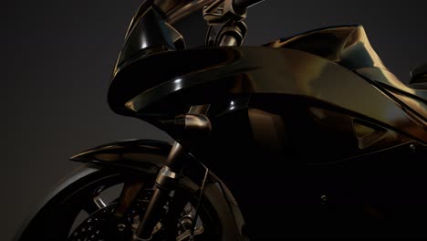 Moto-Sport-Bike-En-Estudio-Oscuro-Con-Luces-Brillantes