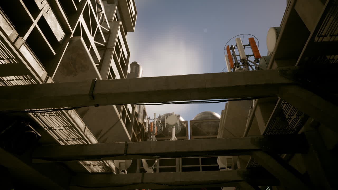 primer plano de una gran estructura industrial