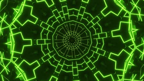 green and black abstract background with circular design. kaleidoscope vj loop