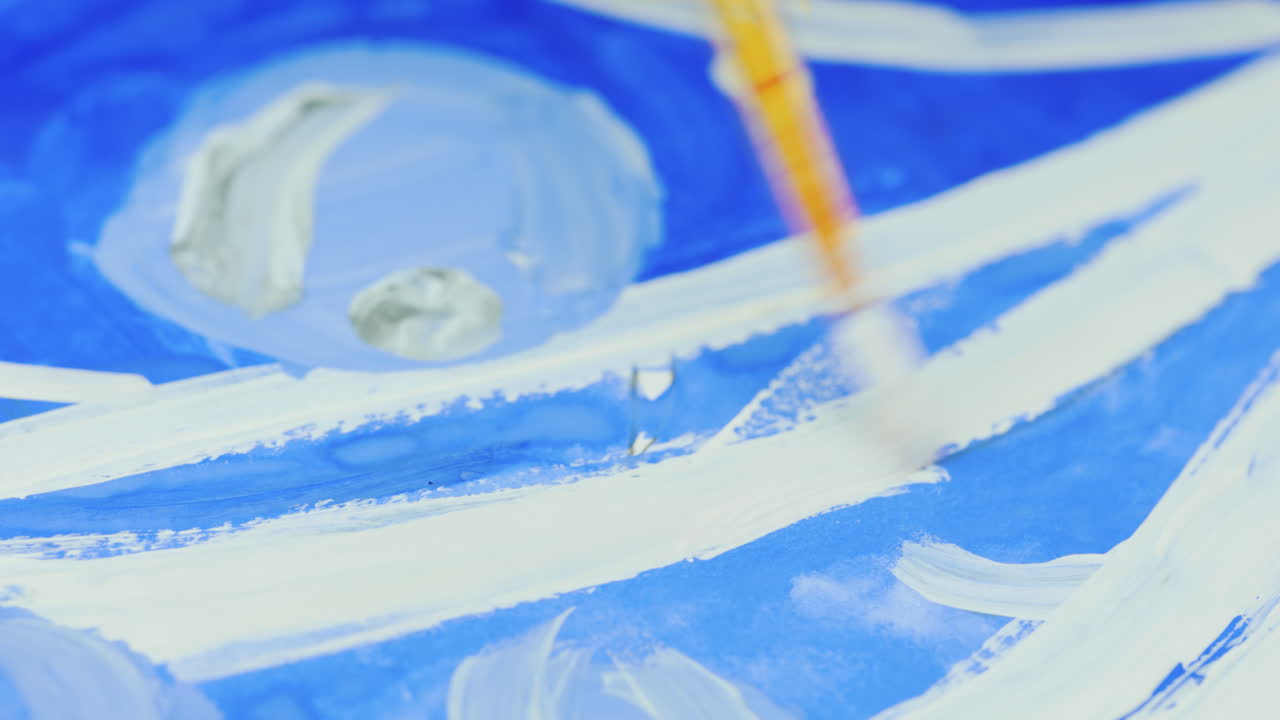 페인트의 근접 브러시 그림을 페인트