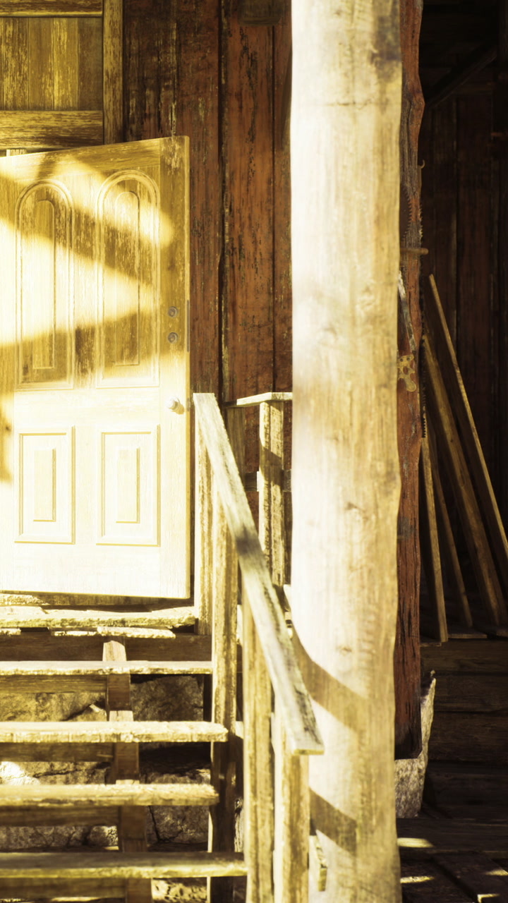 Doors of time invite stories from the rustic wooden house