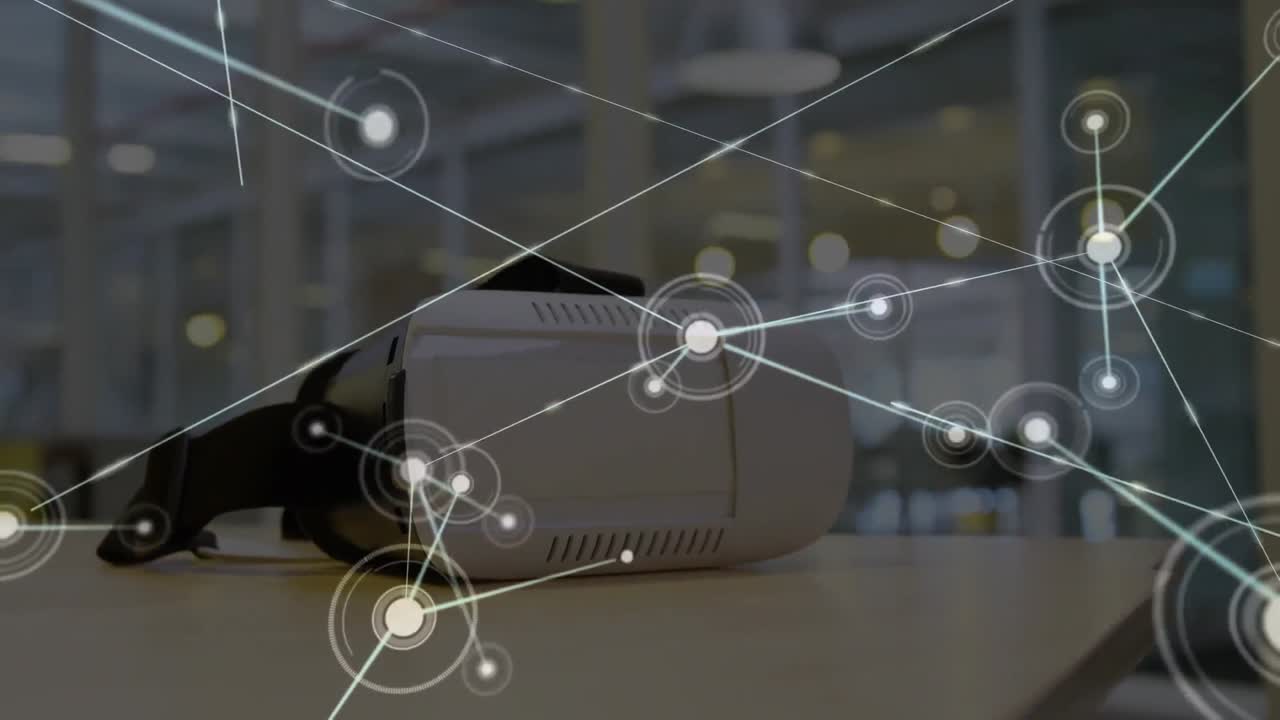 animación de la red de conexiones a través de auriculares vr