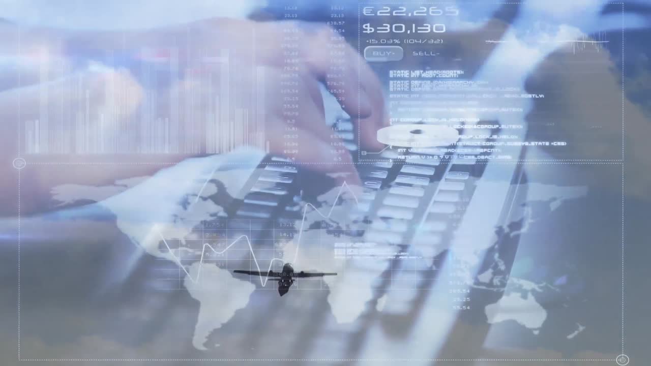 컴퓨터를 사용하여 손으로 데이터 처리의 애니메이션