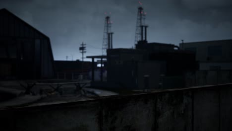 industrial zone in dark cloudy weather