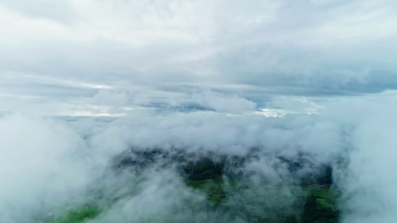 White Thick Clouds Over Rural Landscape - Drone Shot